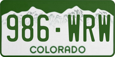 CO license plate 986WRW