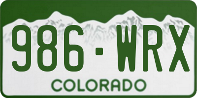 CO license plate 986WRX