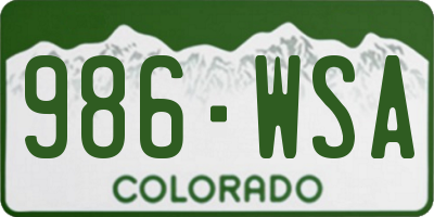 CO license plate 986WSA