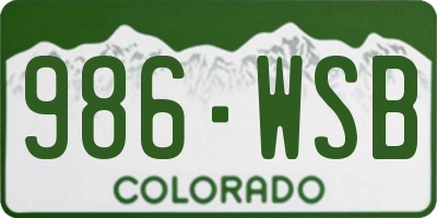 CO license plate 986WSB