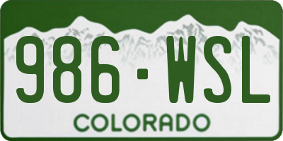 CO license plate 986WSL