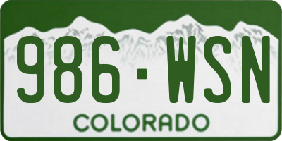 CO license plate 986WSN