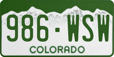 CO license plate 986WSW