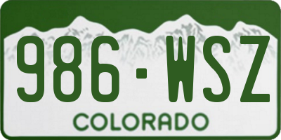 CO license plate 986WSZ