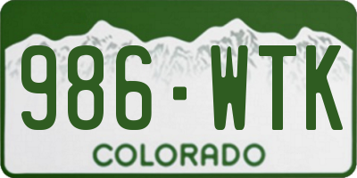 CO license plate 986WTK
