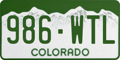 CO license plate 986WTL