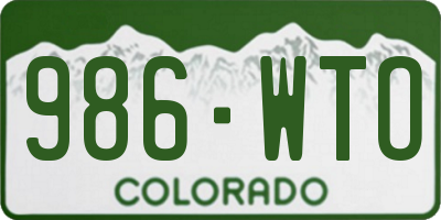 CO license plate 986WTO
