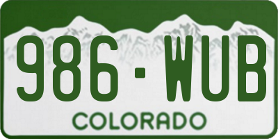 CO license plate 986WUB