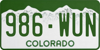 CO license plate 986WUN