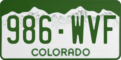 CO license plate 986WVF