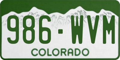 CO license plate 986WVM