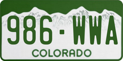 CO license plate 986WWA