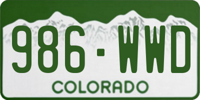 CO license plate 986WWD