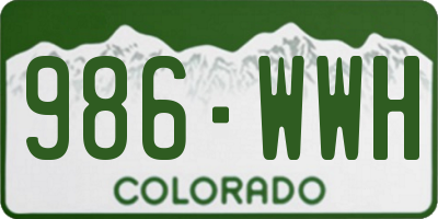 CO license plate 986WWH