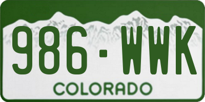 CO license plate 986WWK