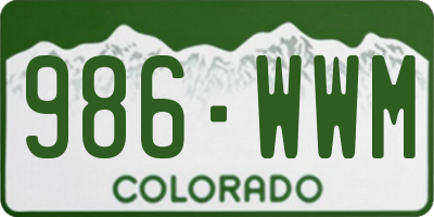 CO license plate 986WWM