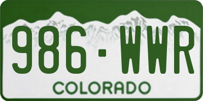 CO license plate 986WWR