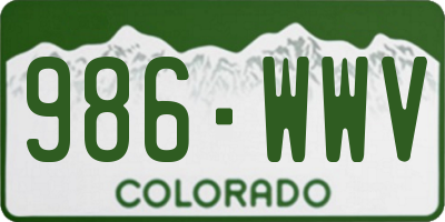 CO license plate 986WWV