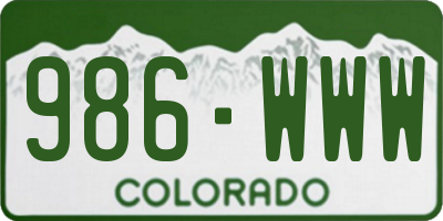 CO license plate 986WWW