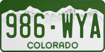 CO license plate 986WYA
