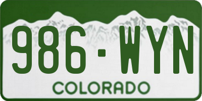 CO license plate 986WYN