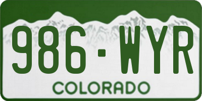 CO license plate 986WYR