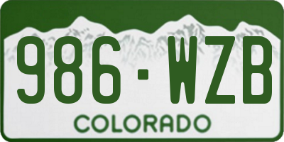 CO license plate 986WZB
