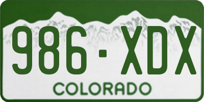 CO license plate 986XDX
