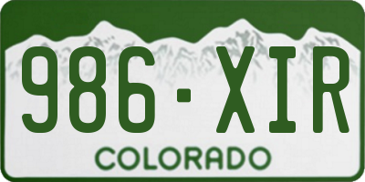 CO license plate 986XIR