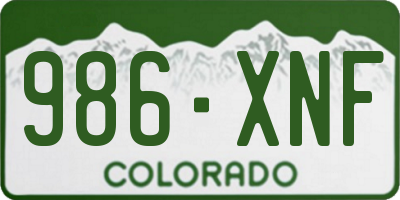 CO license plate 986XNF