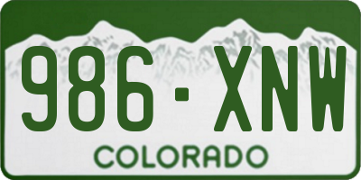 CO license plate 986XNW