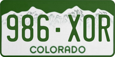 CO license plate 986XOR