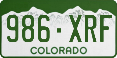 CO license plate 986XRF
