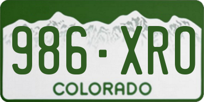 CO license plate 986XRO