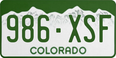 CO license plate 986XSF