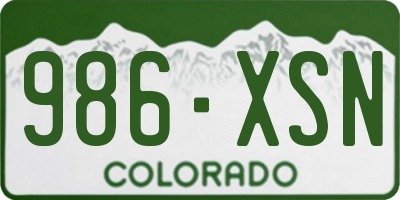 CO license plate 986XSN
