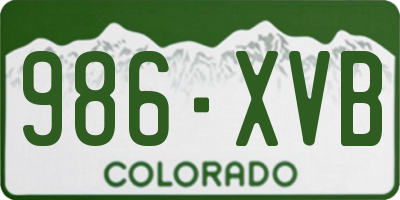 CO license plate 986XVB