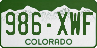 CO license plate 986XWF