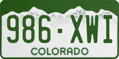 CO license plate 986XWI