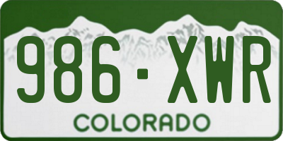 CO license plate 986XWR