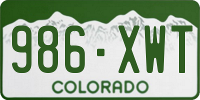 CO license plate 986XWT