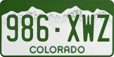 CO license plate 986XWZ