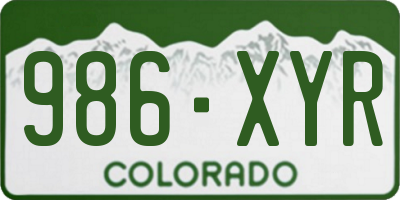 CO license plate 986XYR