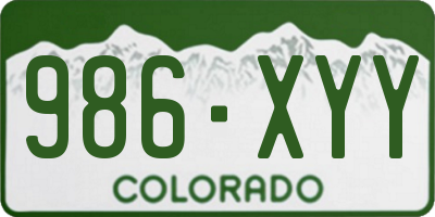 CO license plate 986XYY