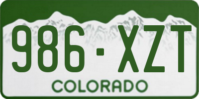 CO license plate 986XZT