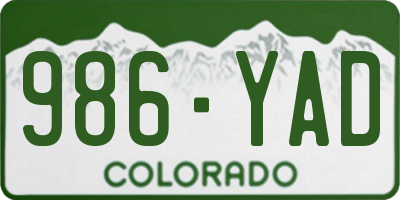 CO license plate 986YAD