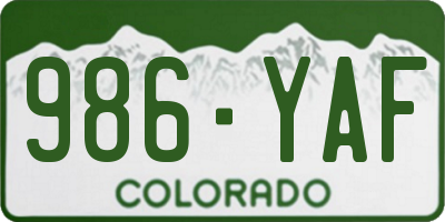 CO license plate 986YAF