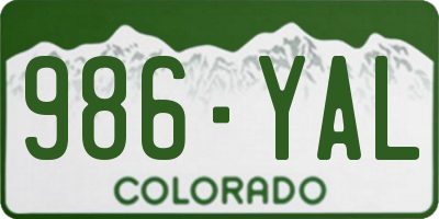 CO license plate 986YAL