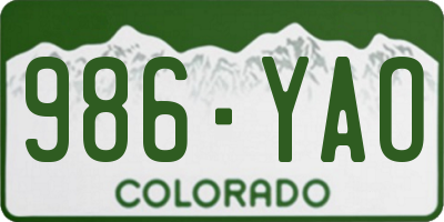 CO license plate 986YAO