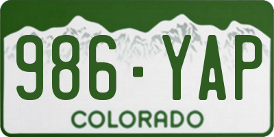 CO license plate 986YAP